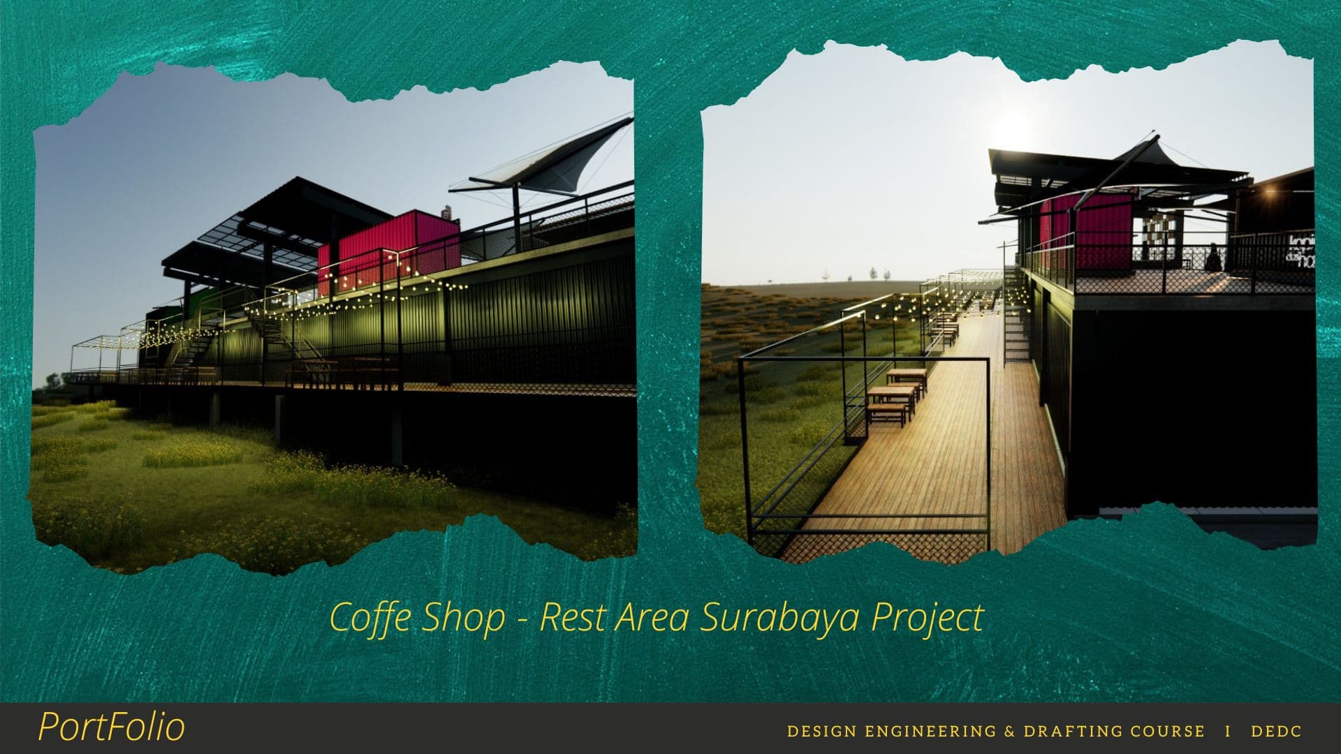 3D Isometric View Coffee Shop Rest Area Surabaya